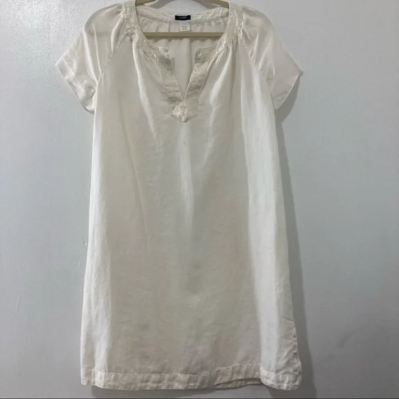 J. Crew | Dresses | J Crew Metallic Trim Linen Tunic Shift Dress Size 4 |  Poshmark